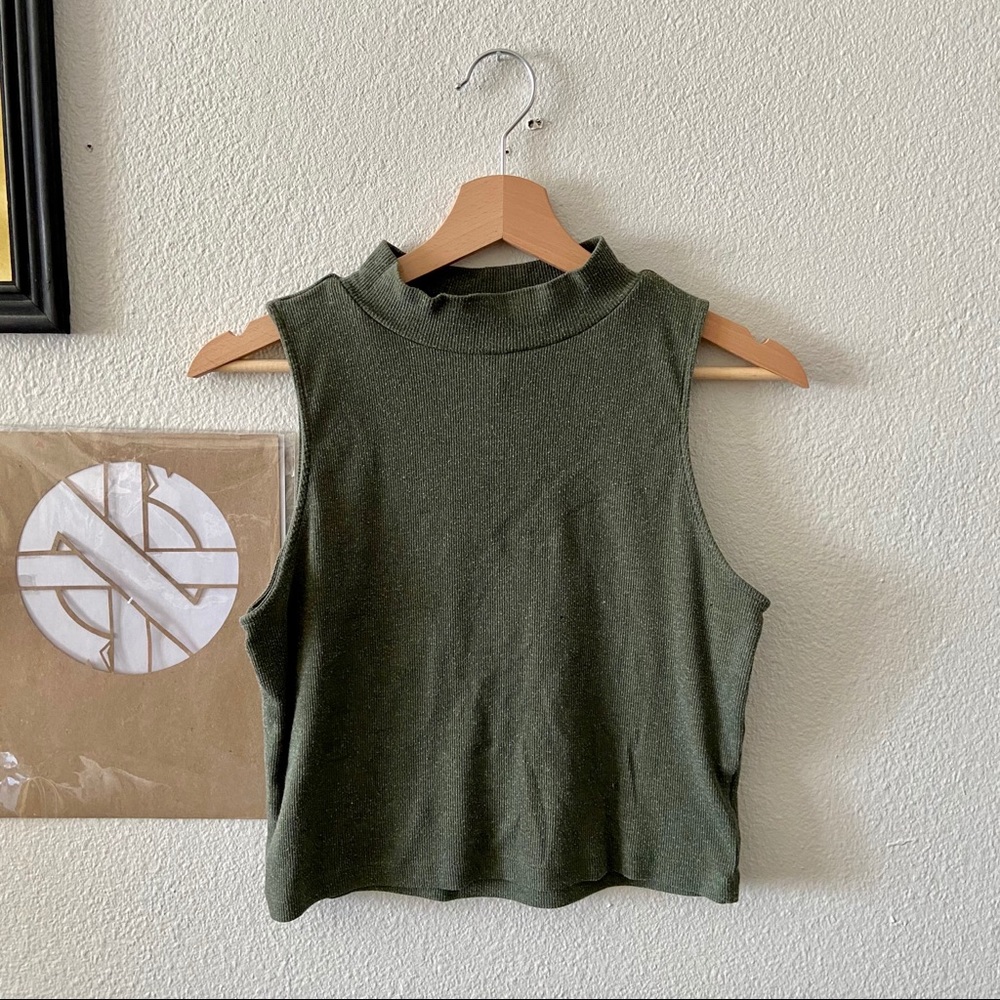 Army green mock neck tank from H&M